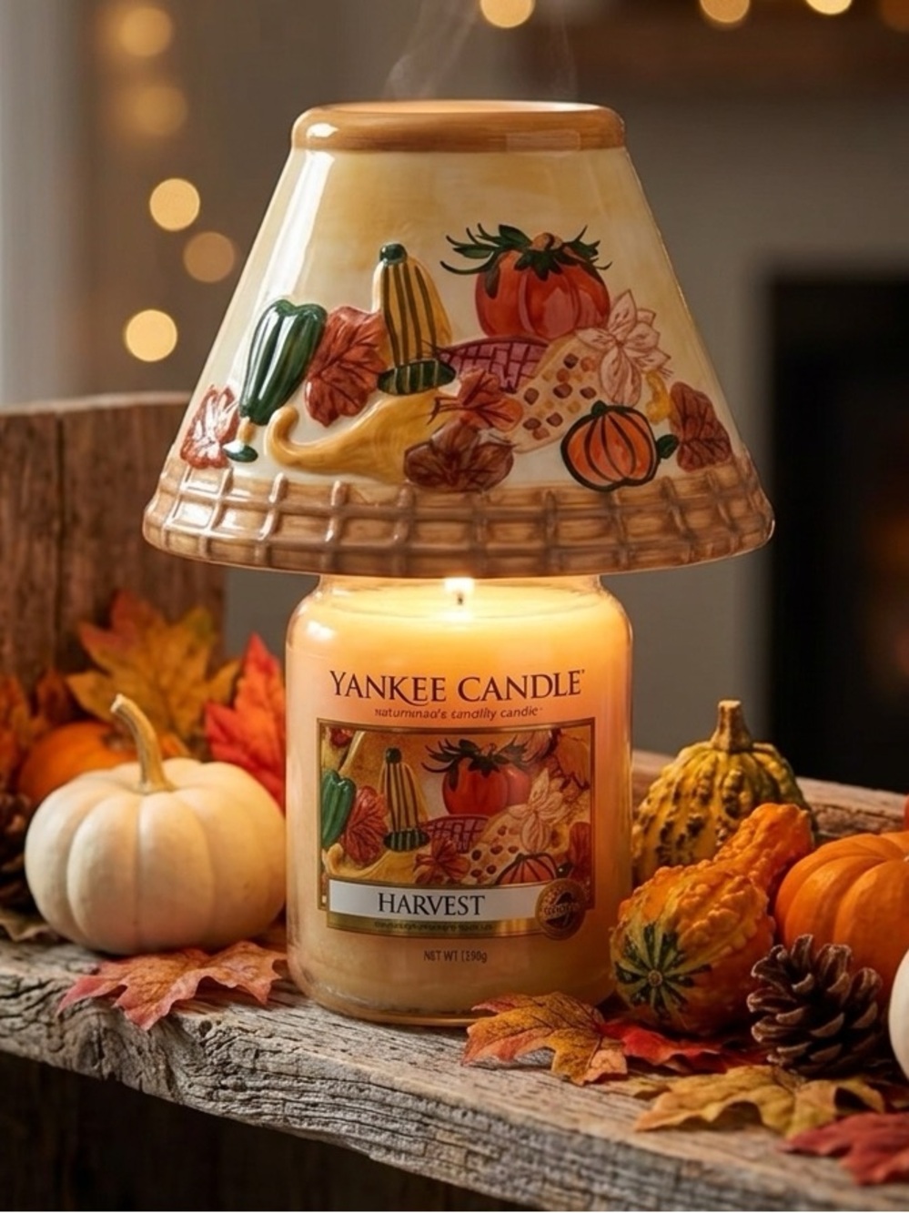 Vintage Yankee Candle Ceramic Jar Candle Shade Fall Thanksgiving Decor